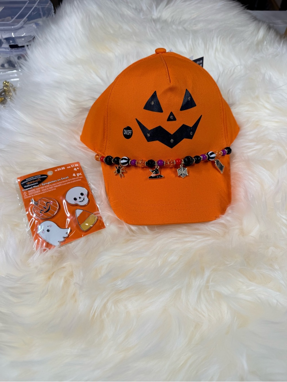 Halloween Pumpkin Cap with Charm Band - Orange